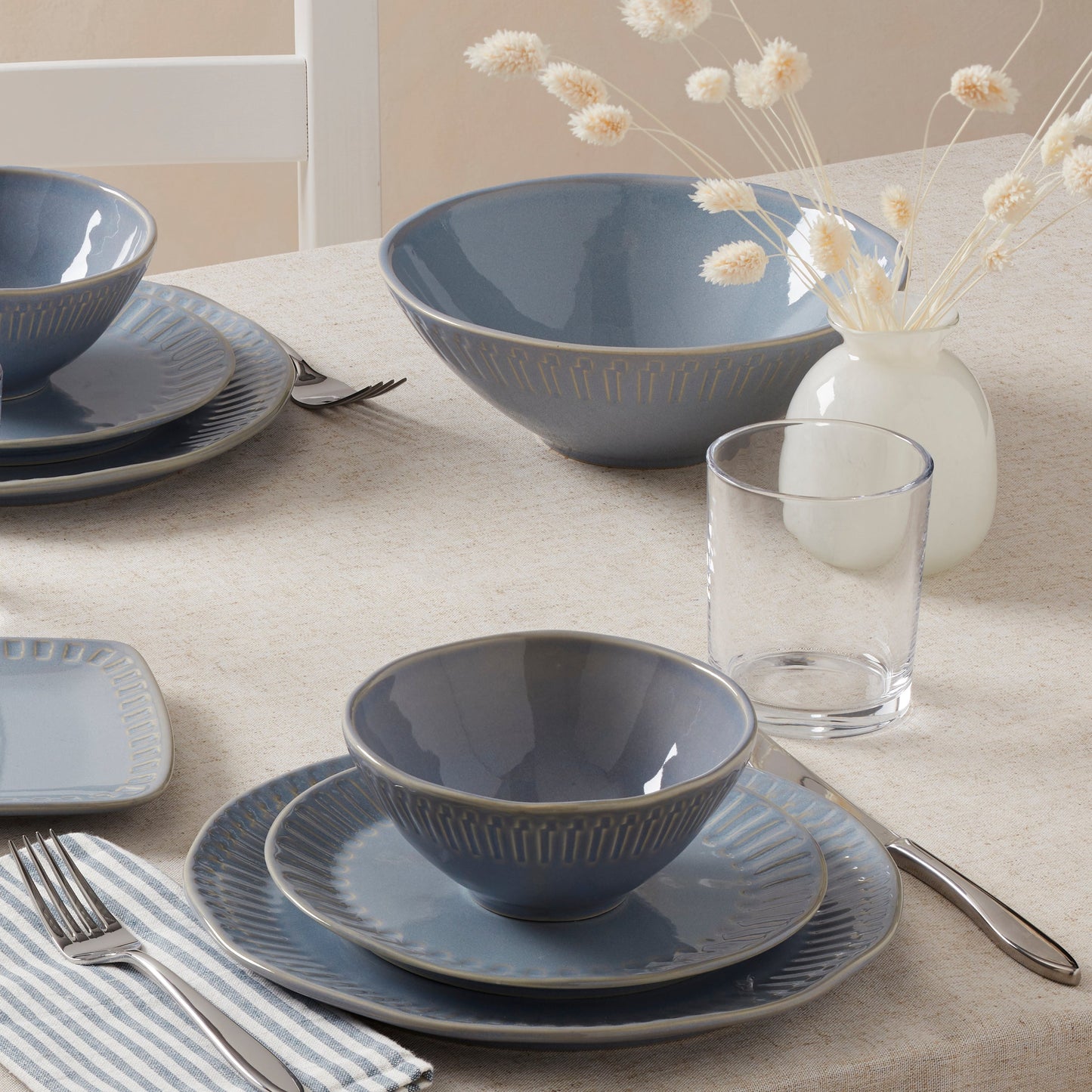 Artisanal Stripe Blue Serving Bowl