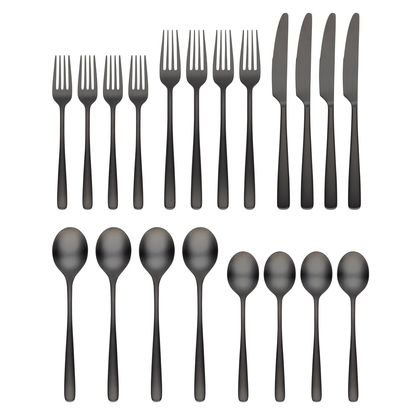 Rise Black Satin 20-Piece Flatware Set