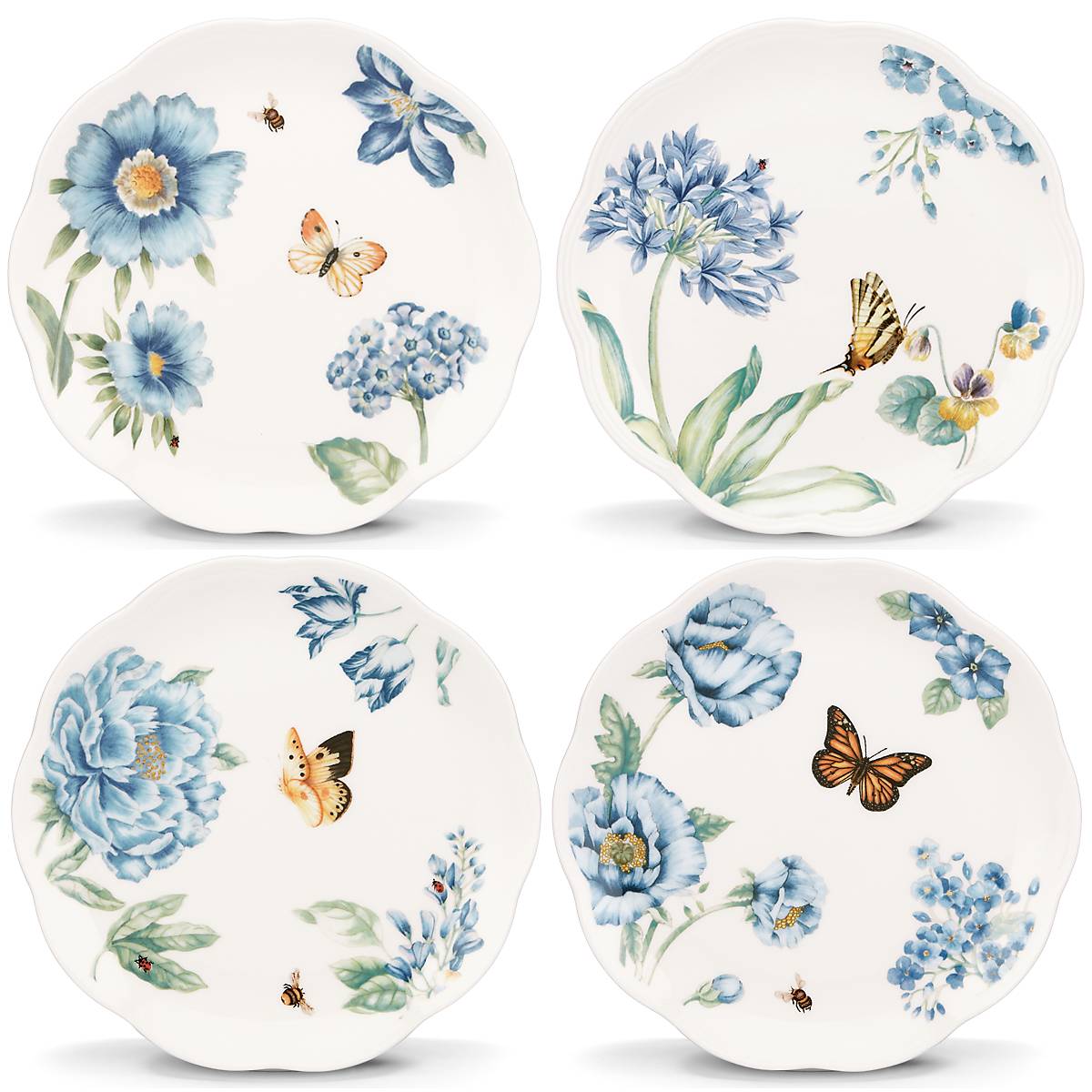 Butterfly Meadow Blue Dessert Plates, Set of 4