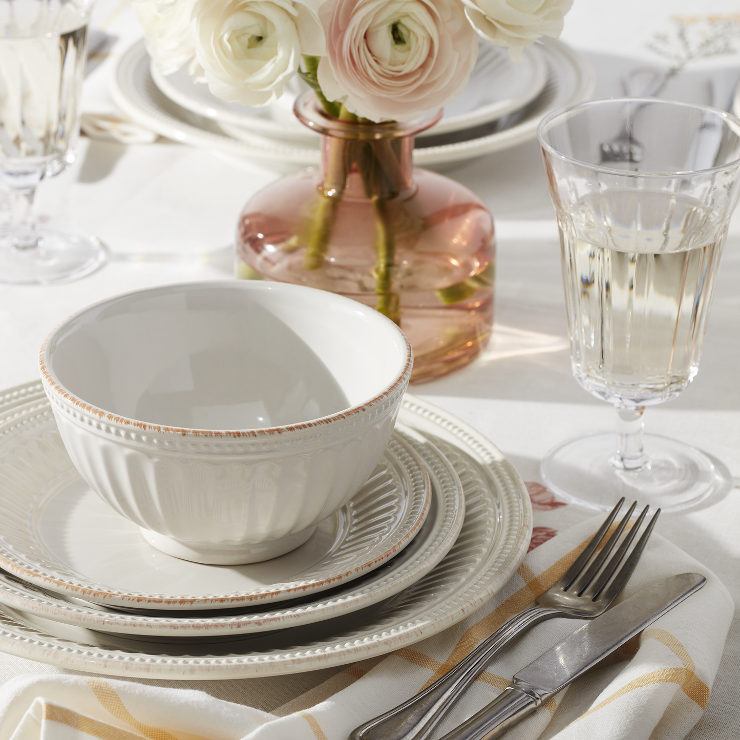 French Perle Groove White All-Purpose Bowls, Set of 4