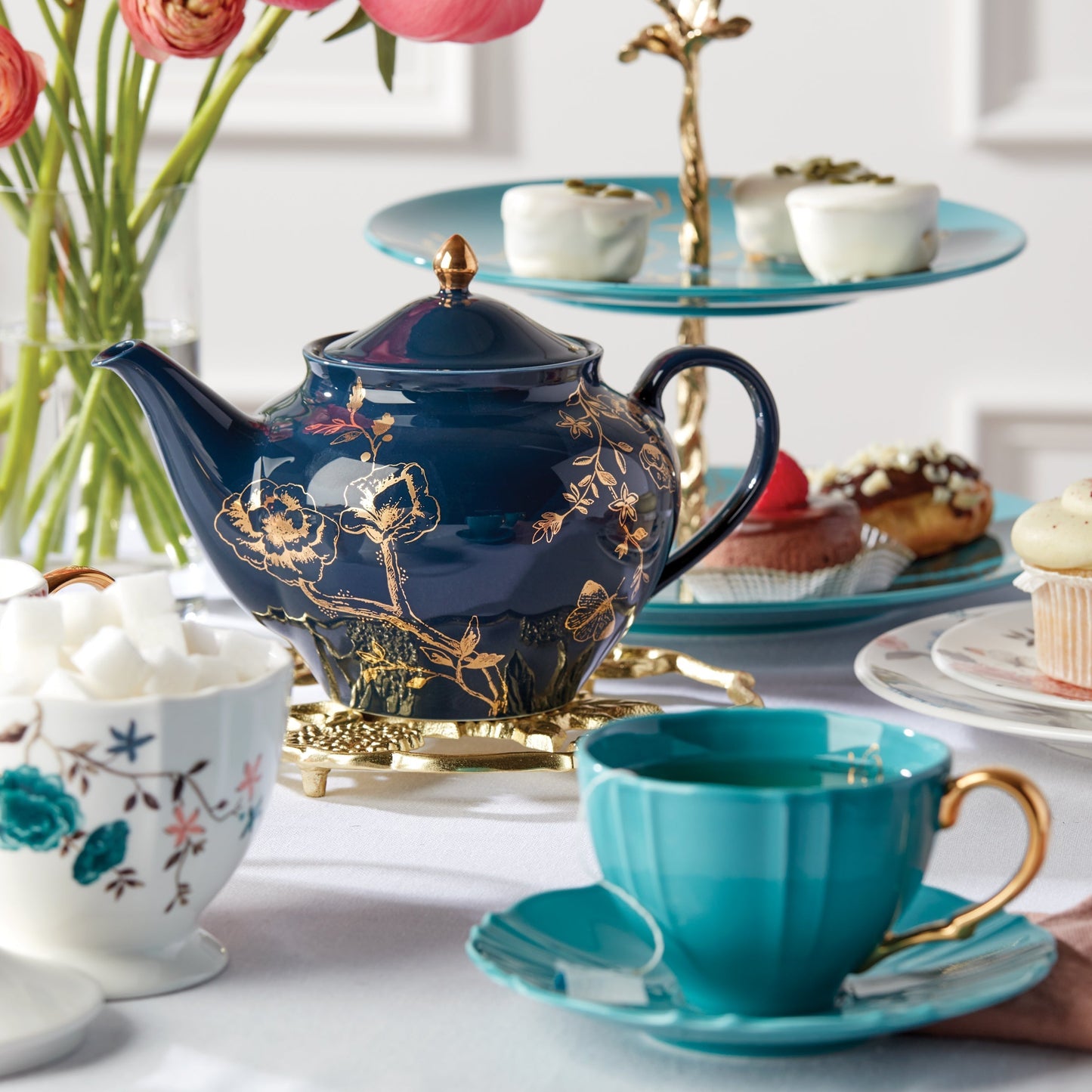 Sprig & Vine White Teacup & Saucer