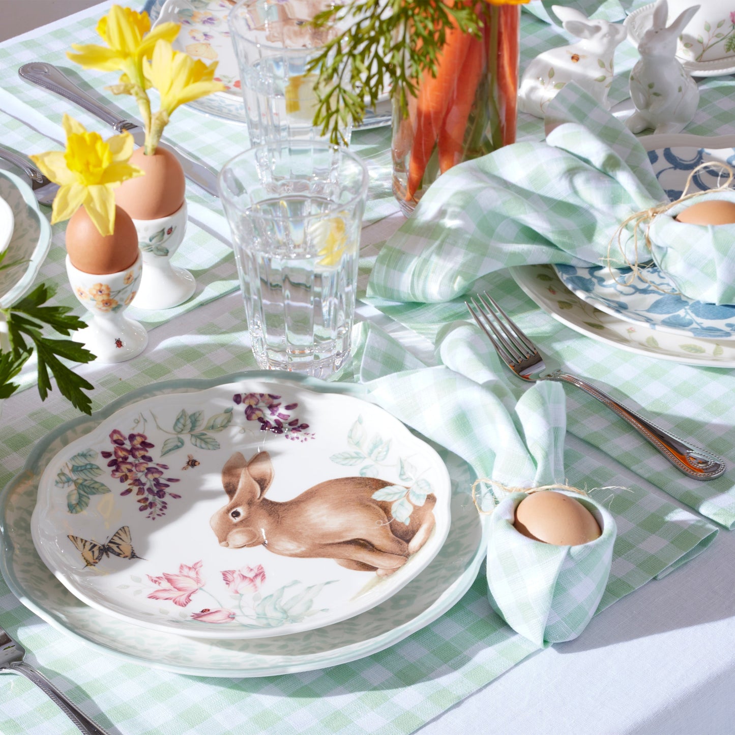 Butterfly Meadow Bunny Accent Plates, Set of 4