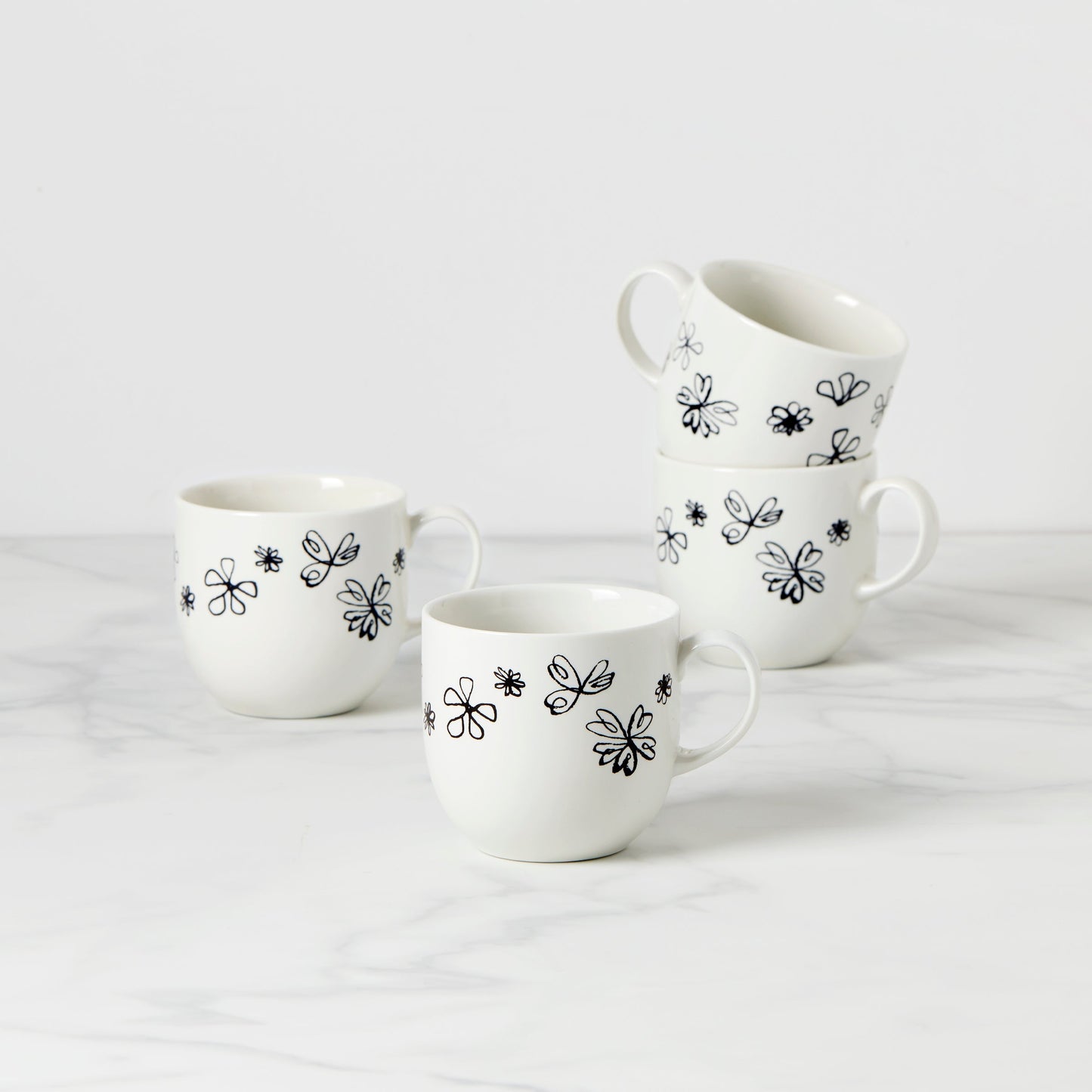 Garden Doodle Mugs, Set of 4