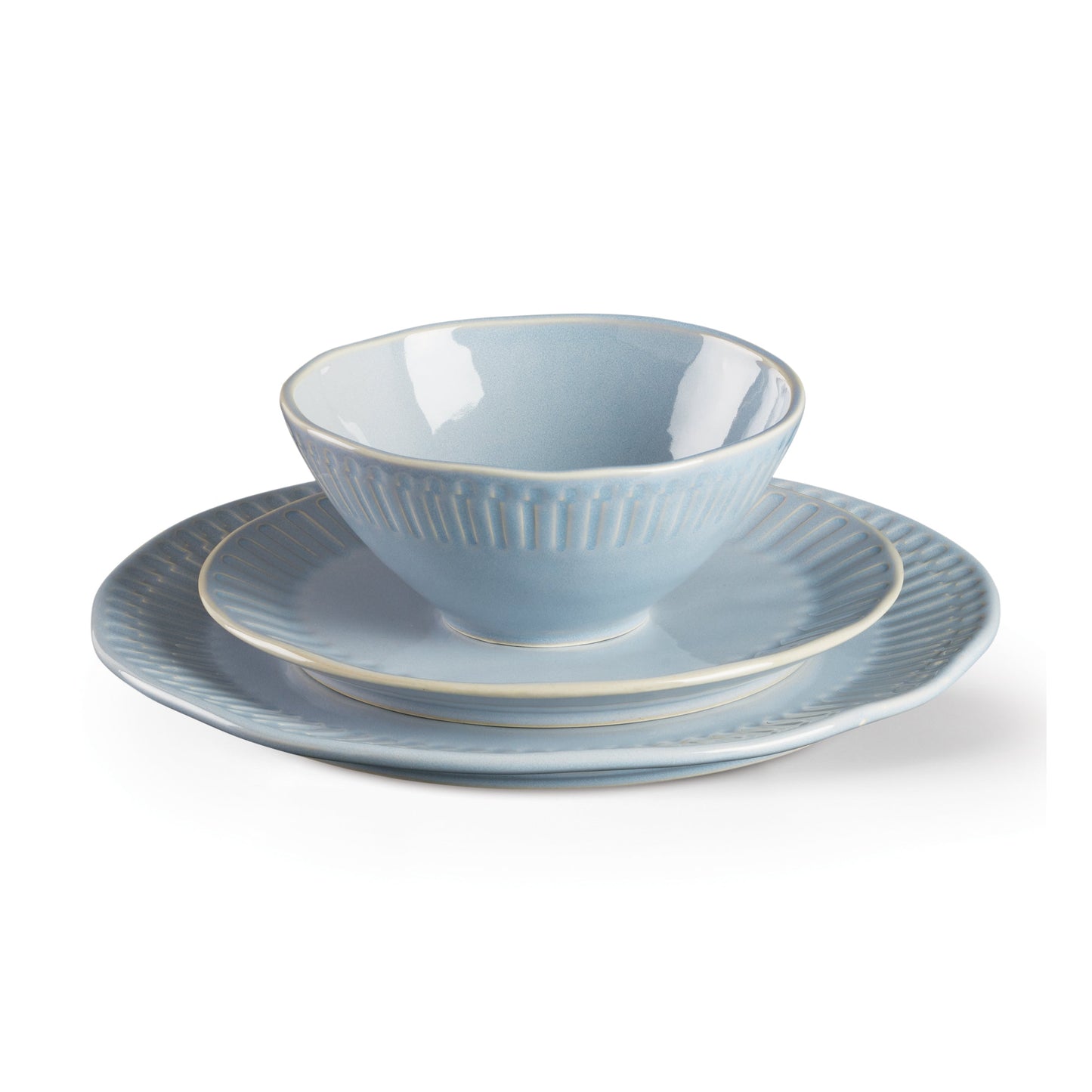 Artisanal Stripe Blue 12-Piece Dinnerware Set
