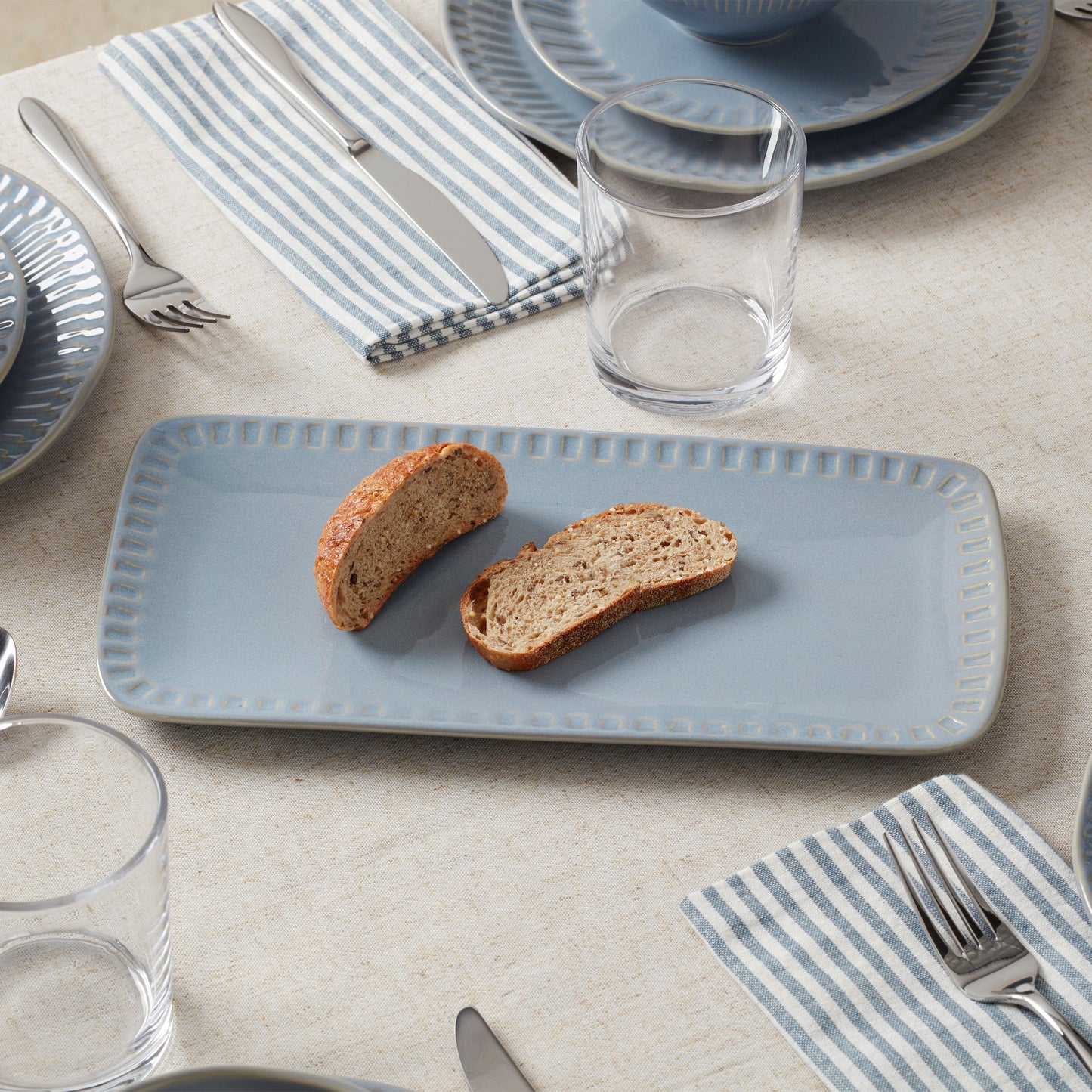 Artisanal Stripe Blue Hors d'Oeuvres Tray