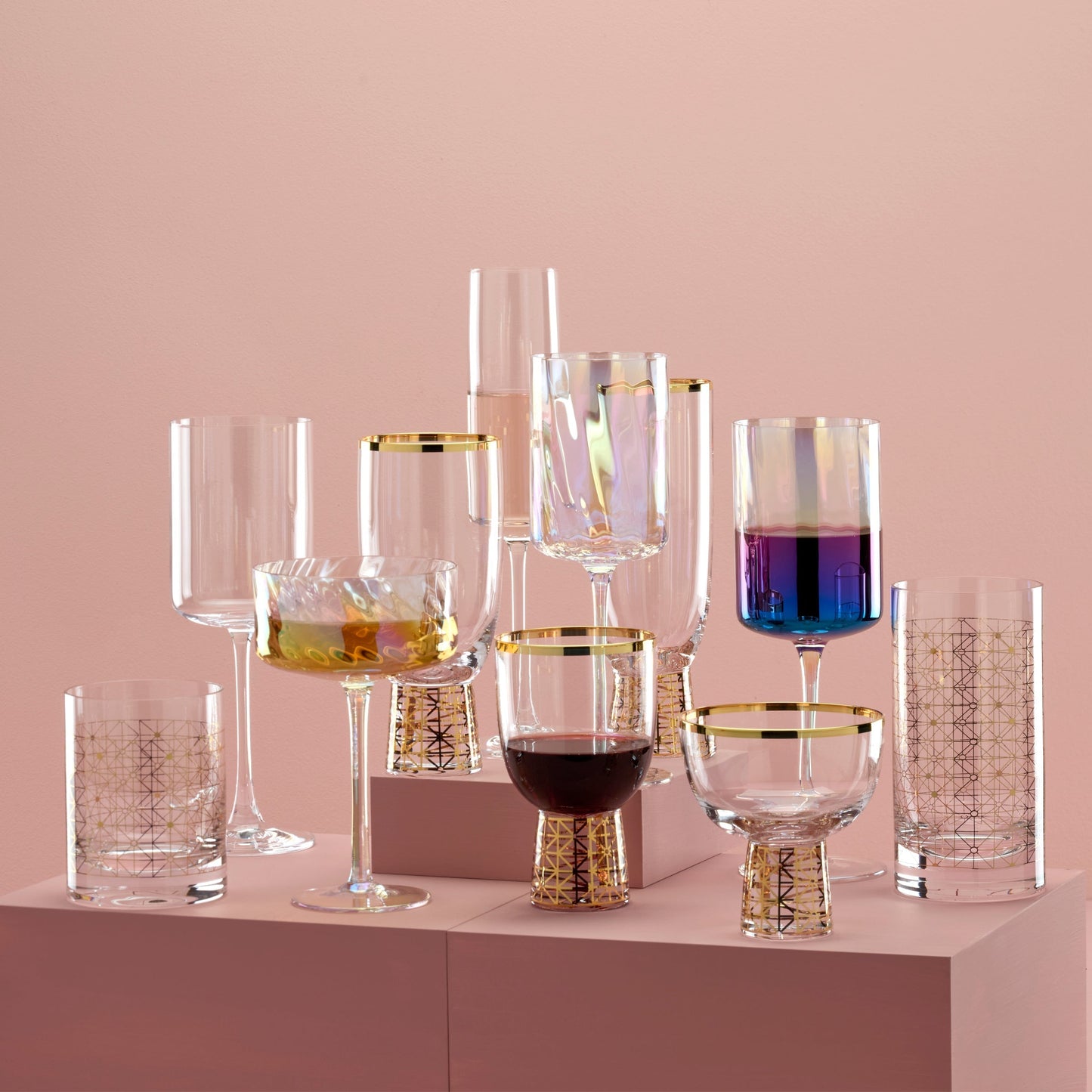 Tuscany Classics Iridescent Red Wine Glasses, Set of 4