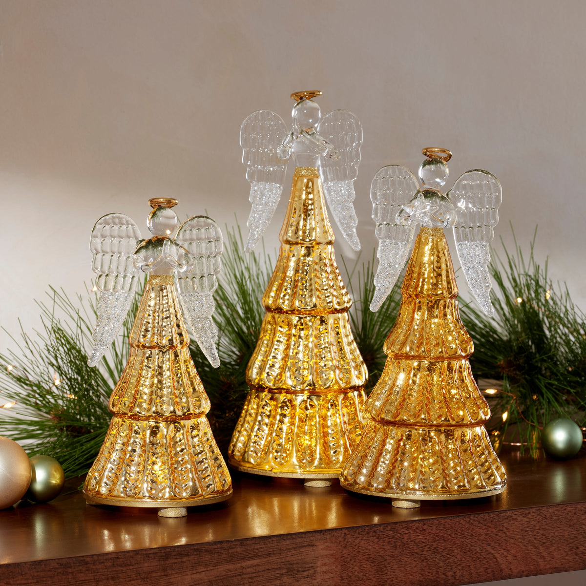 Radiant Light Lit Angel Figurines 3-Piece Set