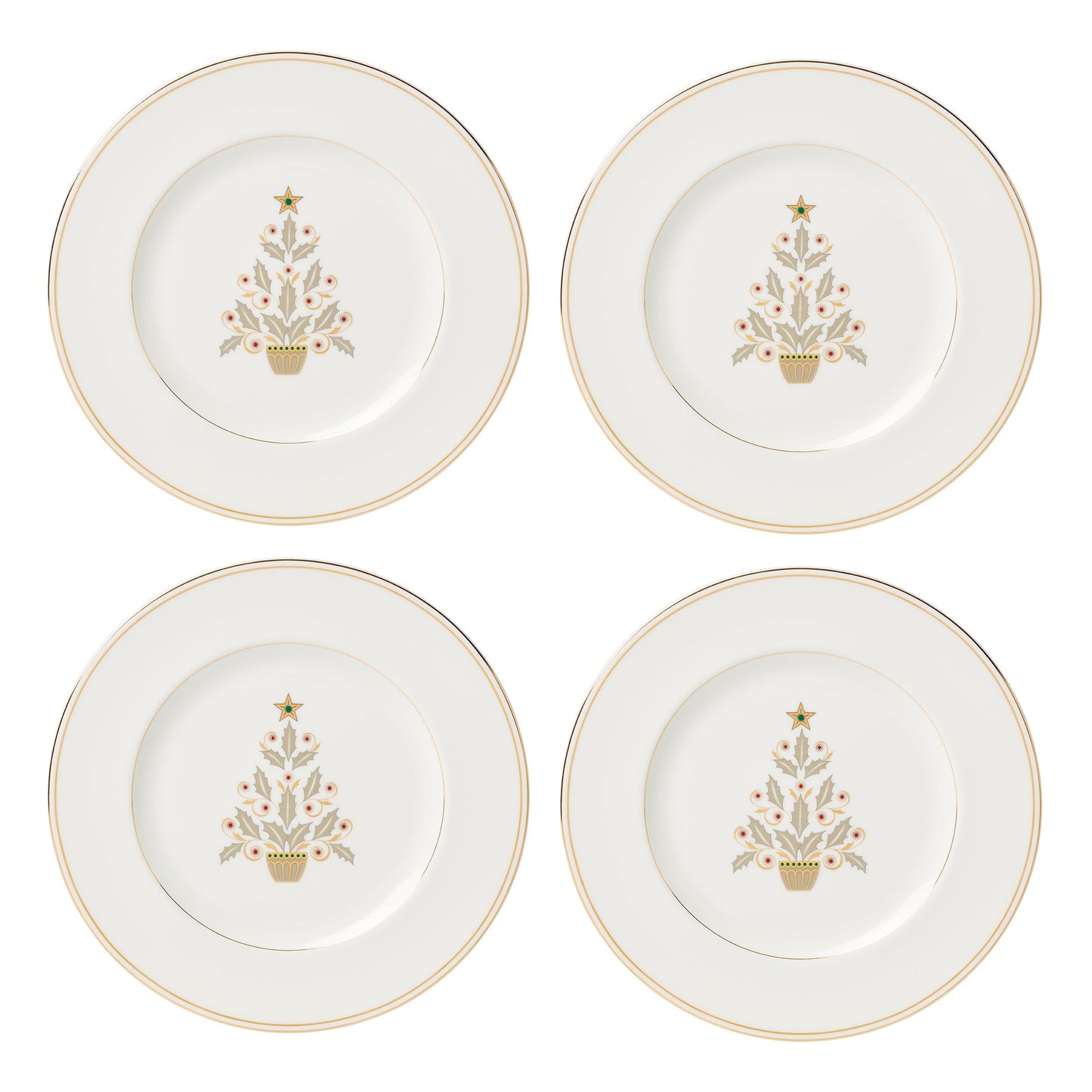 Federal Gold Tree Accent Plates, Set of 4