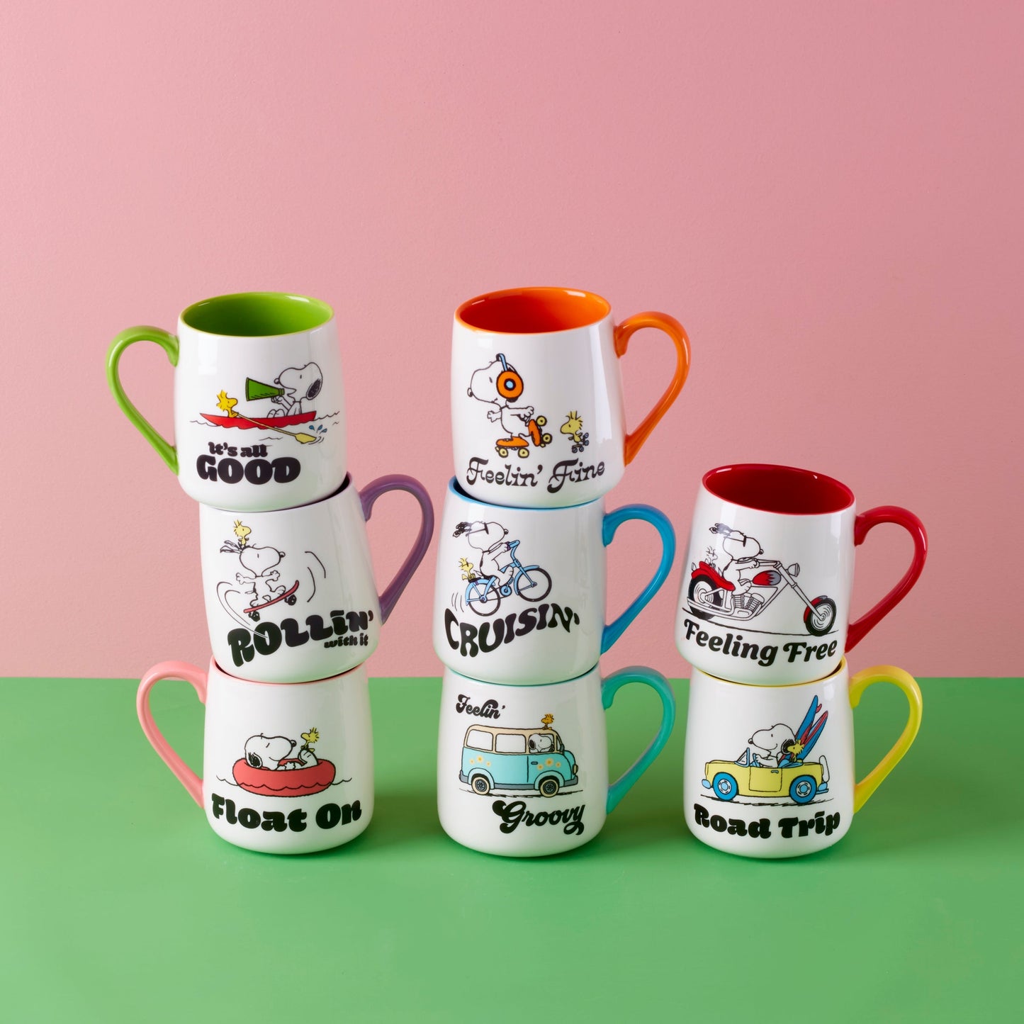 Peanuts Mugs Road Trip-Float On, Set of 2