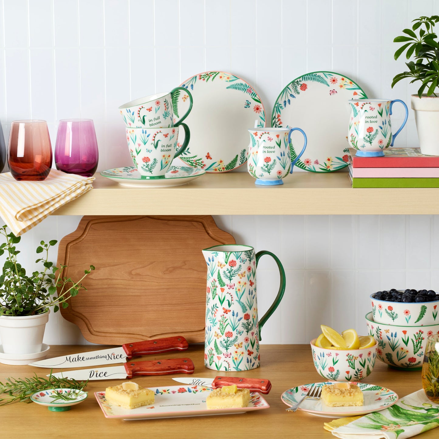 First Blooms Green Mugs, Set of 2