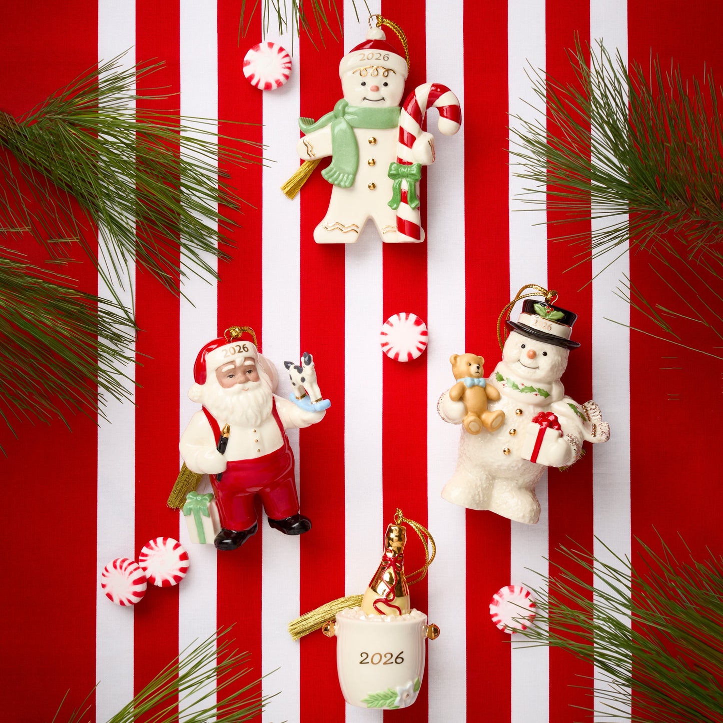 2026 Gingerbread with Candy Cane Ornament