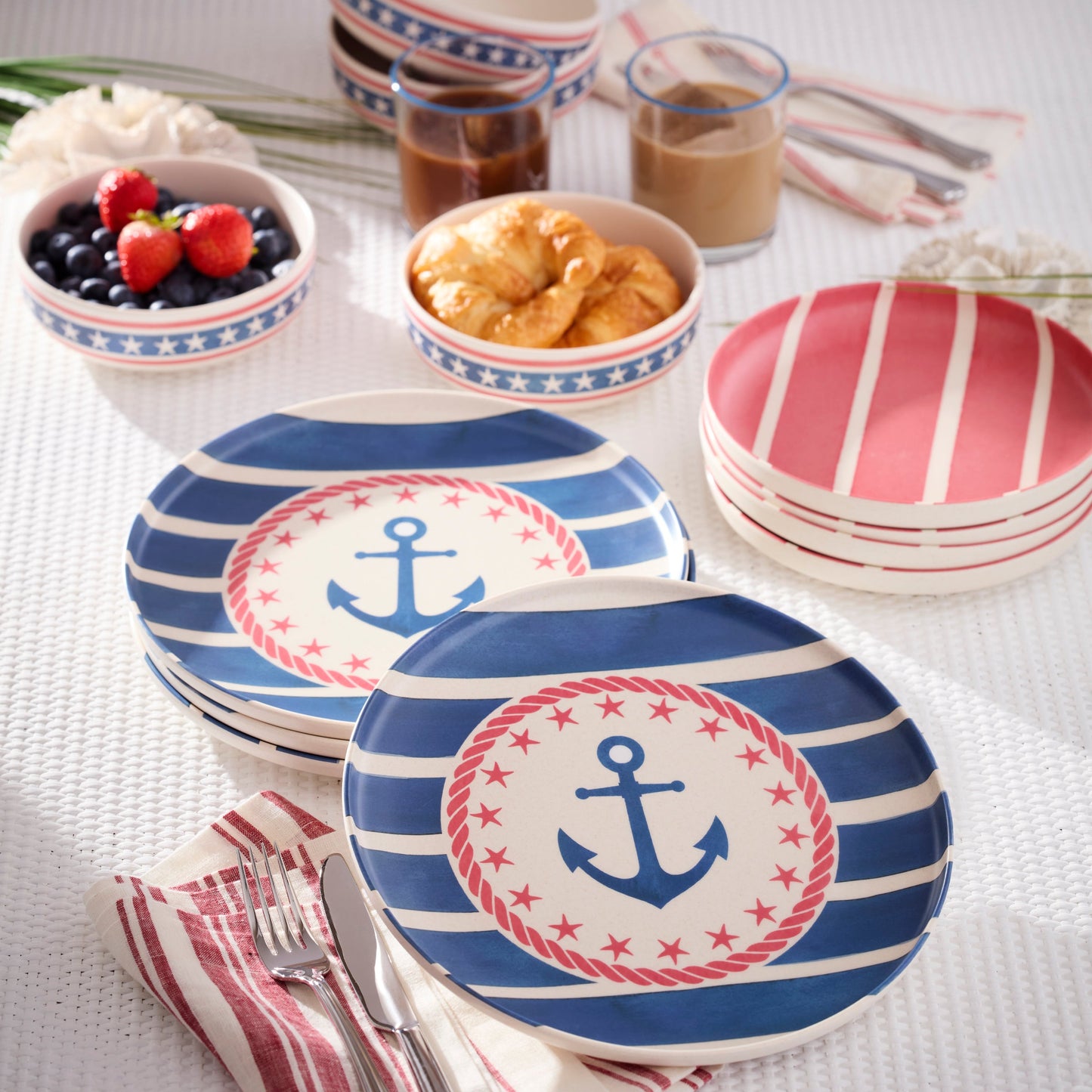 24 Seven Melamine Aweigh We Go 24-Piece Dinnerware Set