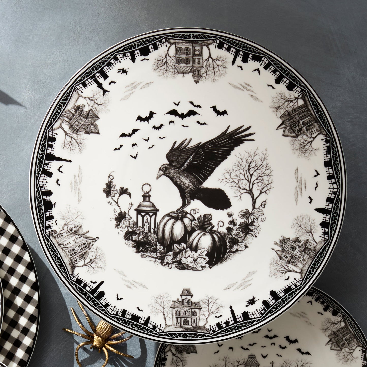 Haunted Village Cake Plate