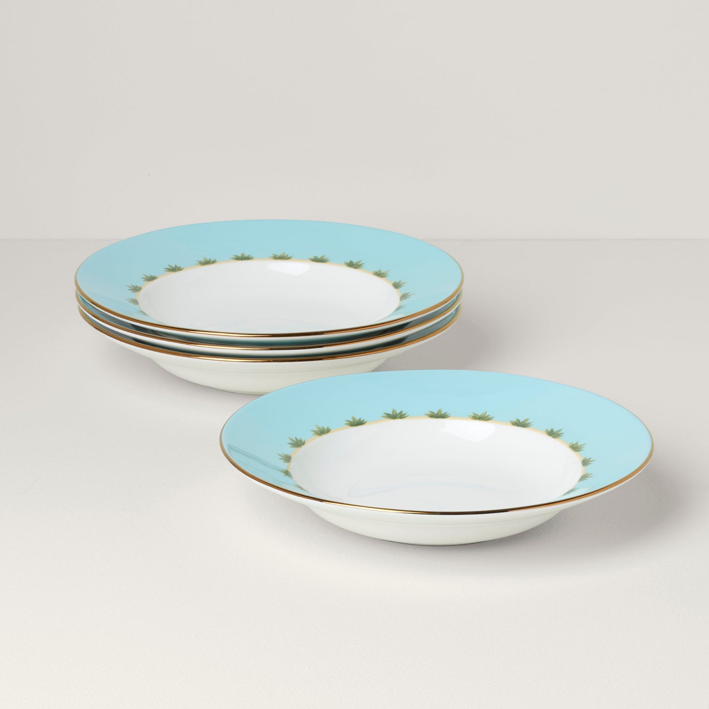 British Colonial Tradewinds Rimmed Soup Bowls, Set of 4