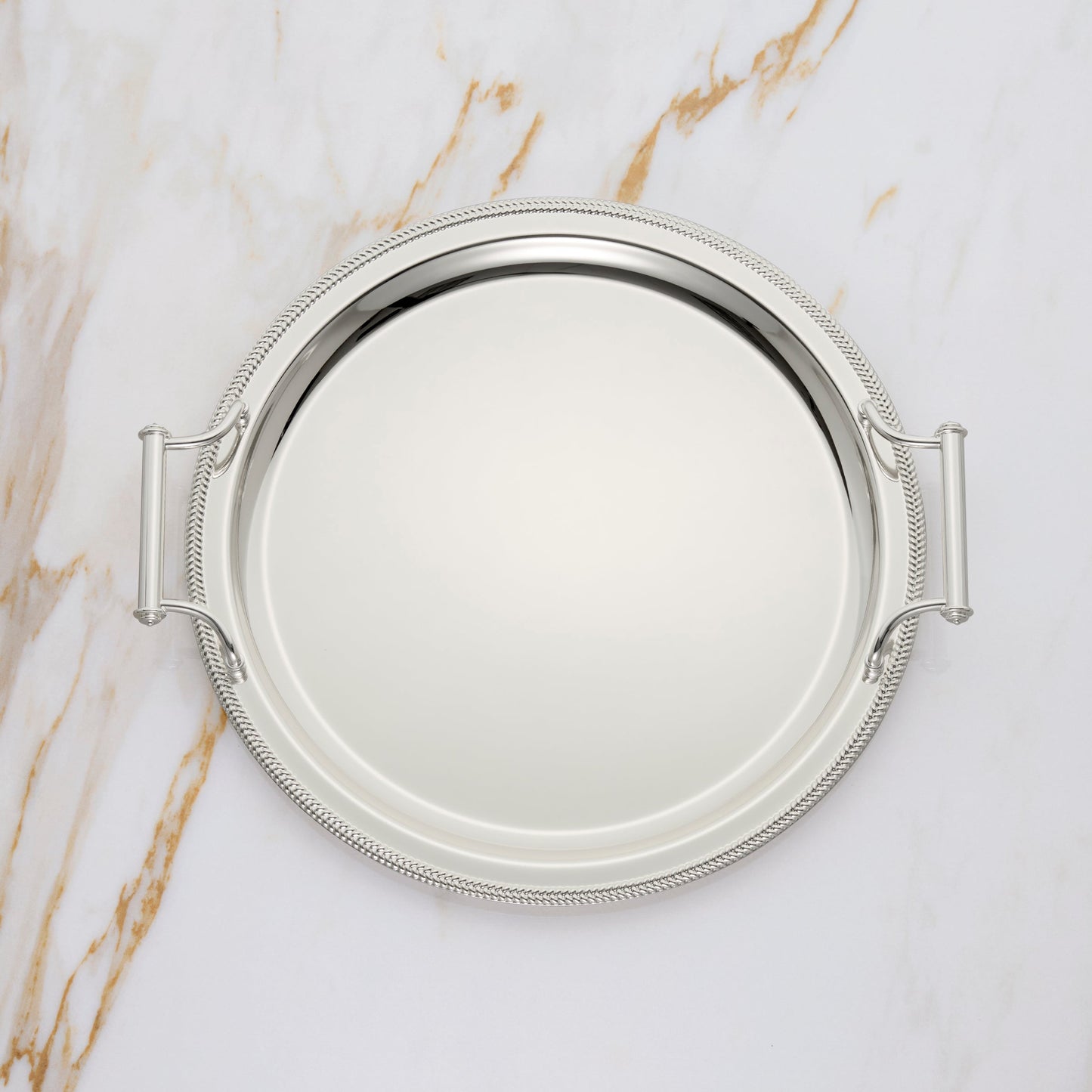 Round Silverplate Tray With Handles