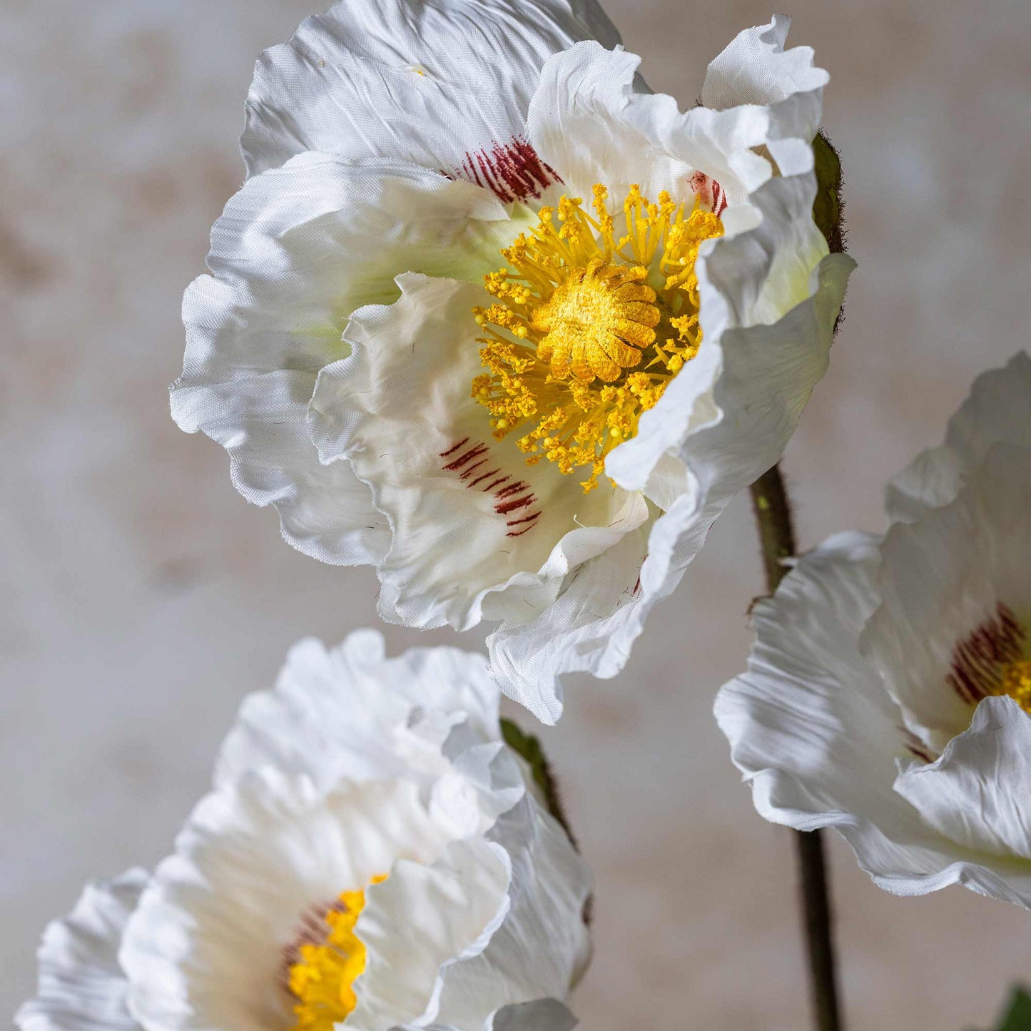 Artificial White Poppy Stem