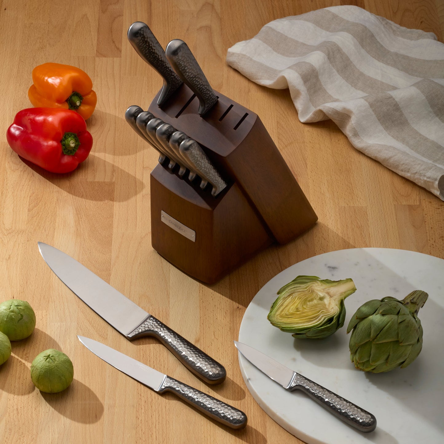 Nero Hammered Titanium 12-Piece Cutlery Block Set