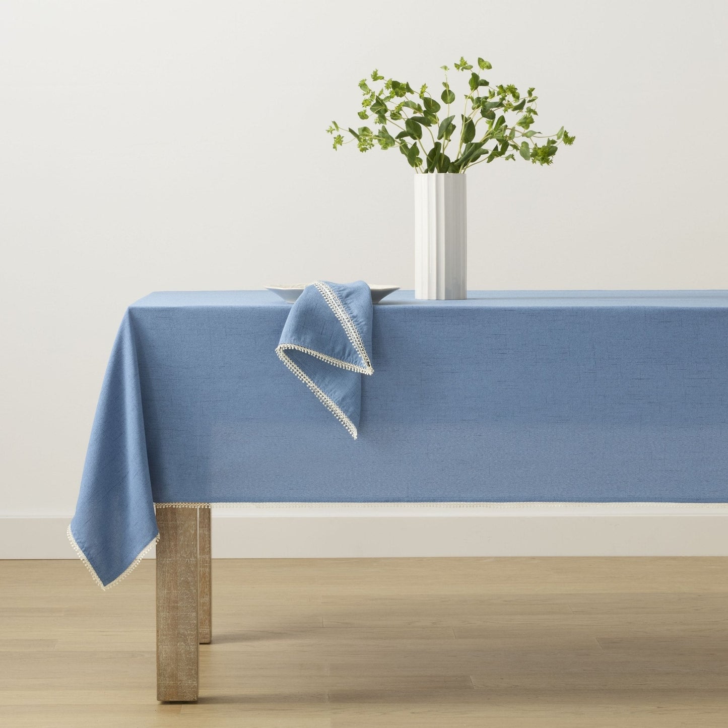 French Perle Solid Periwinkle 60x84 Tablecloth