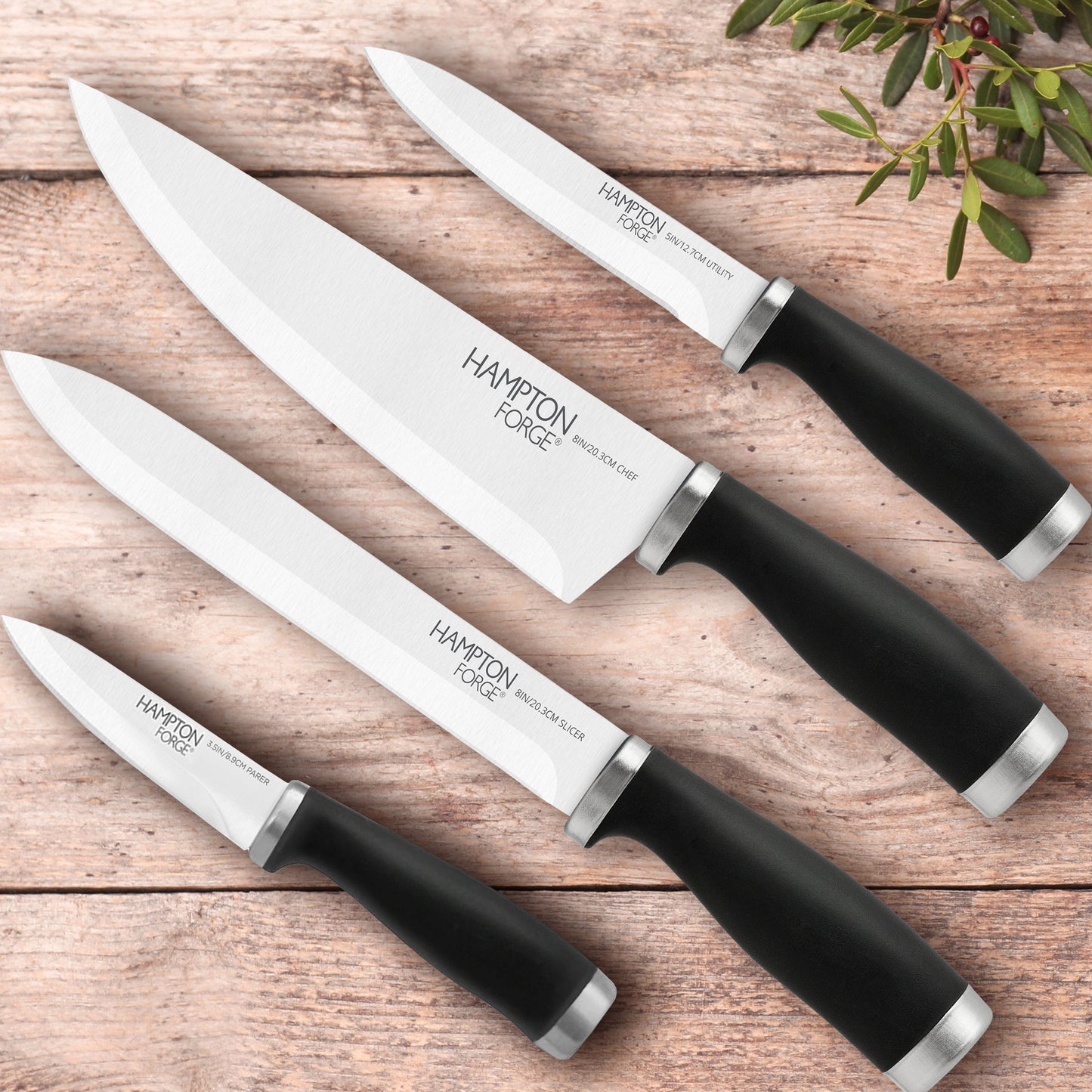 Epicure Black 4-Piece Soft-Grip Cutlery Set
