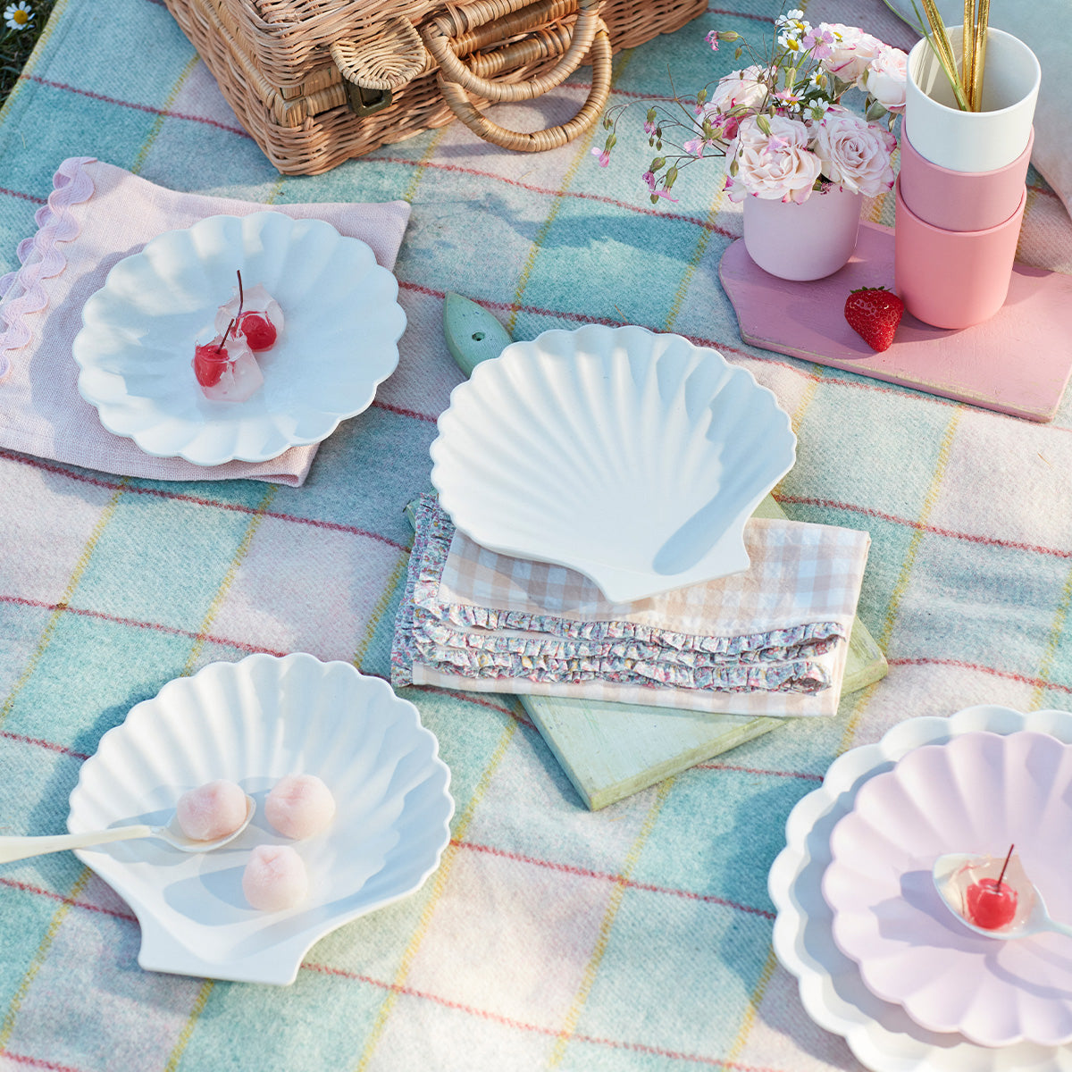 Bamboo Natural Shell Plates, Set of 6