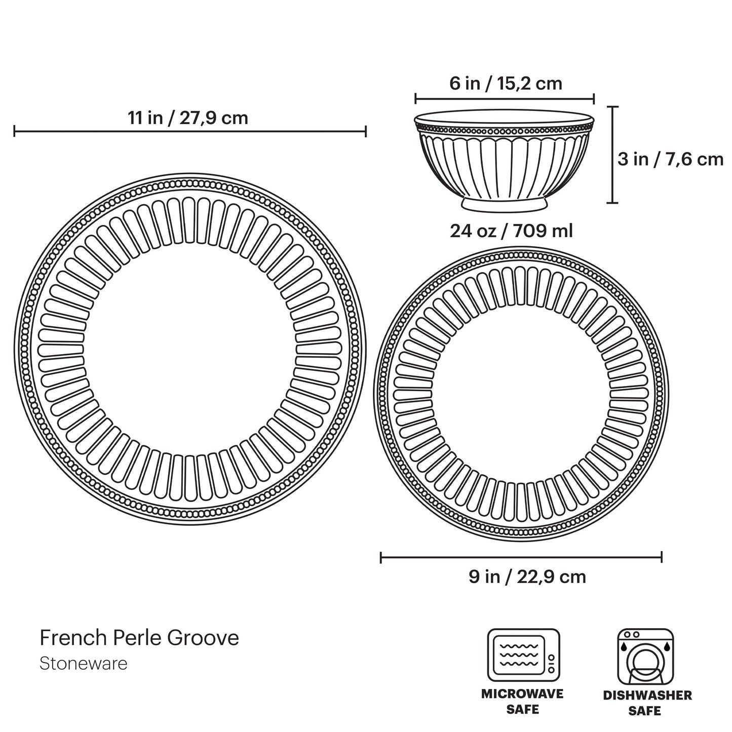 French Perle Groove Ice Blue 12-Piece Place Setting