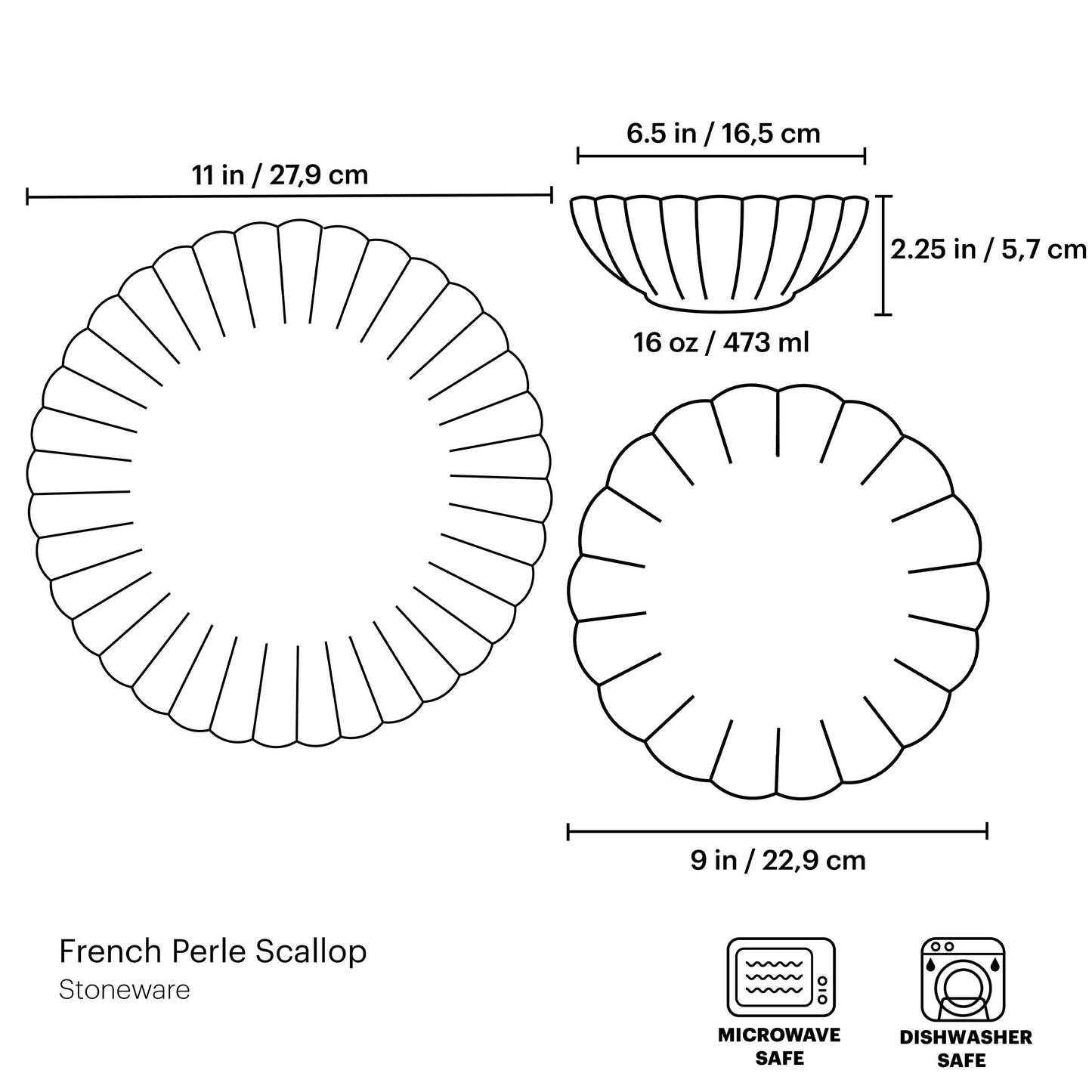 French Perle Scallop White 12-Piece Dinnerware Set