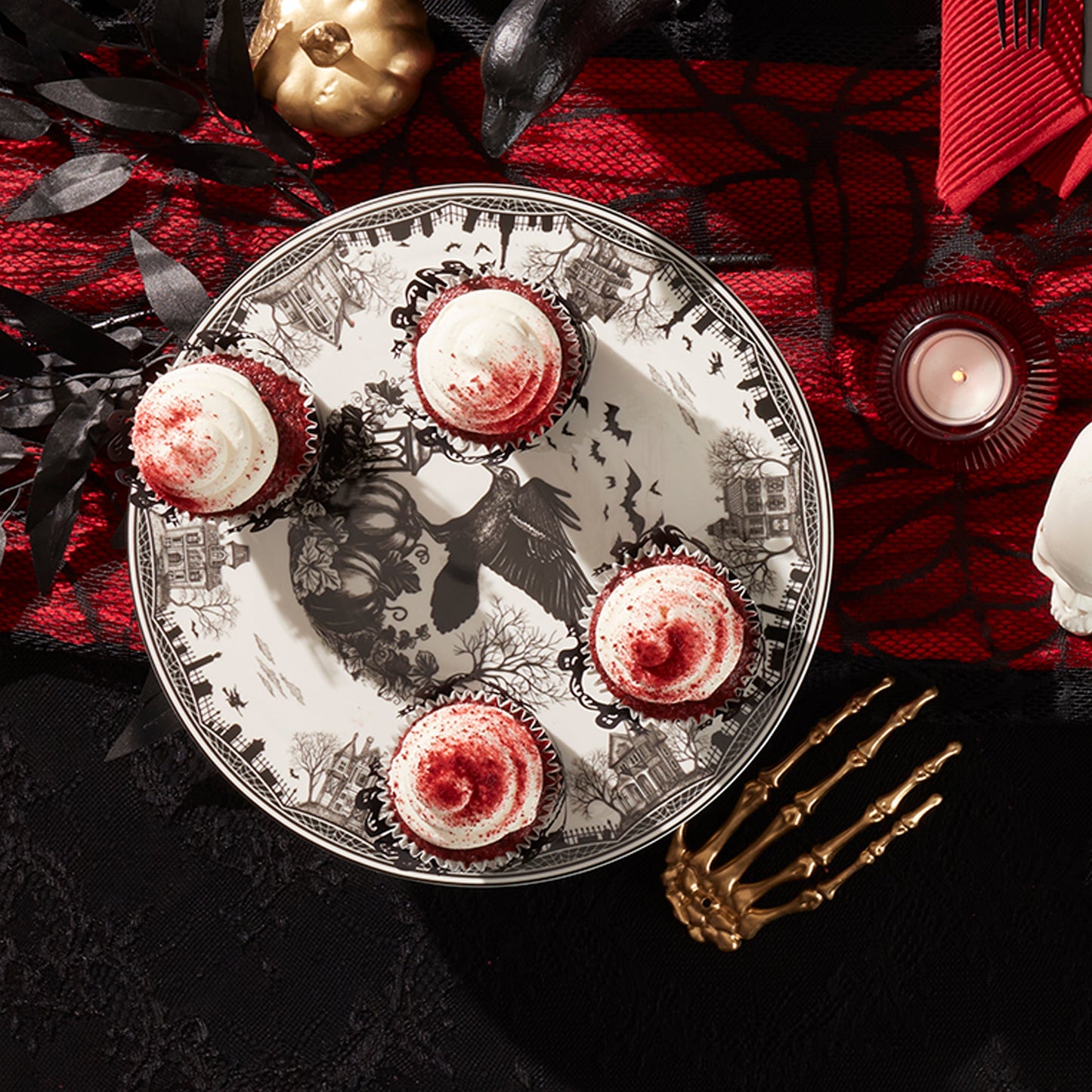 Haunted Village Cake Plate