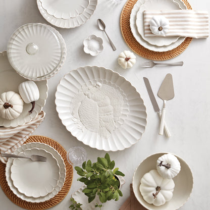 French Perle Scallop White Serving Bowl