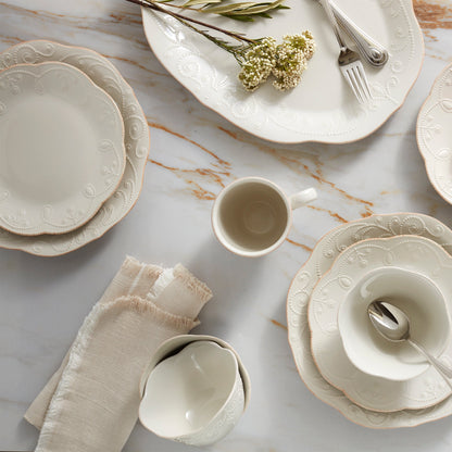 French Perle White 12-Piece Dinnerware Set