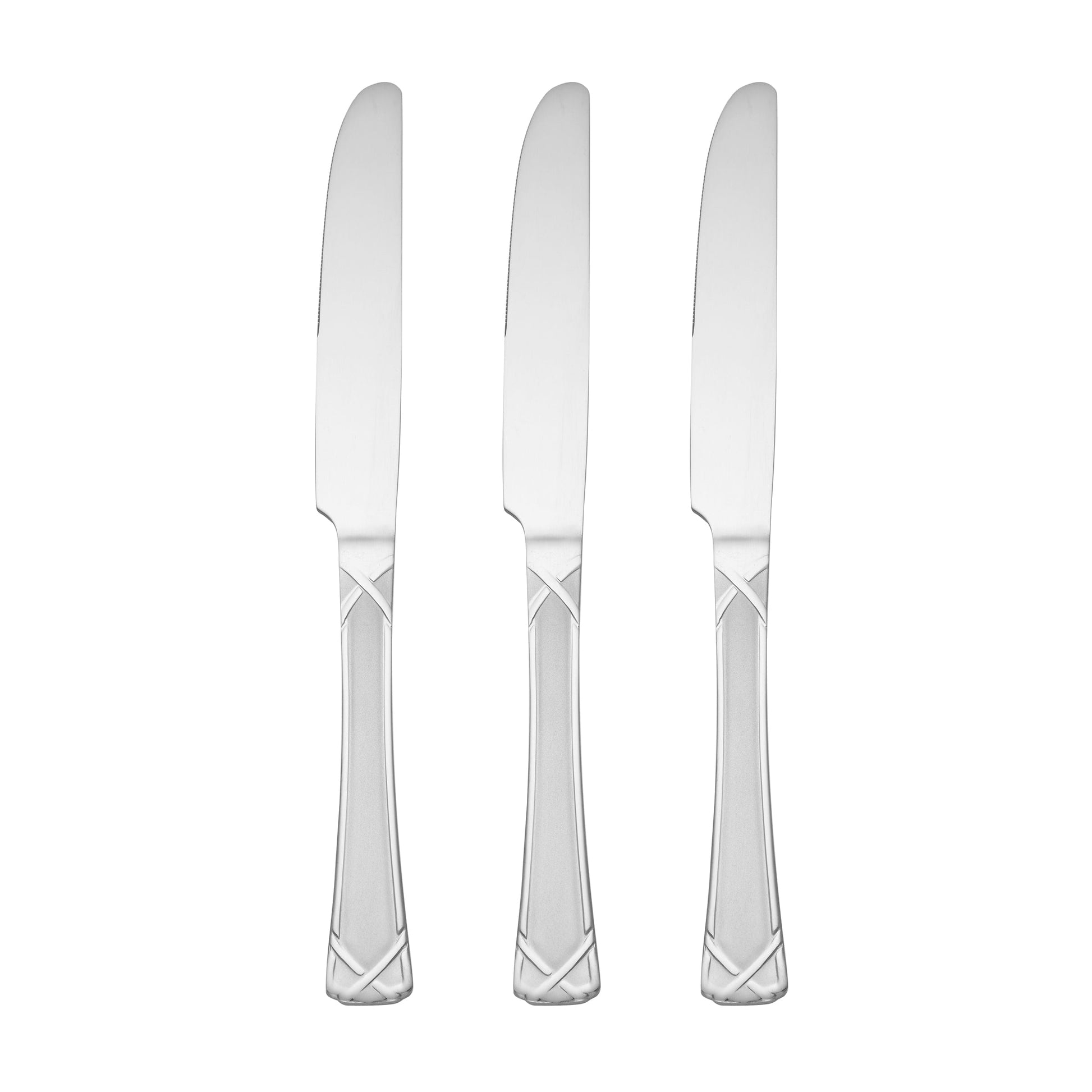 Evansville Frosted Dinner Knives, Set of 3