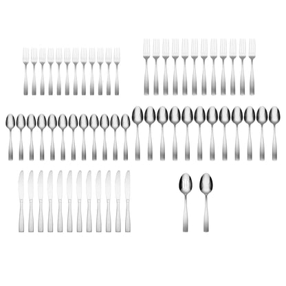Madison Satin 62-Piece Flatware Set with Wood Tray