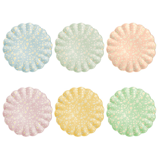 Floral Assorted Bamboo Large Plates, Set of 6