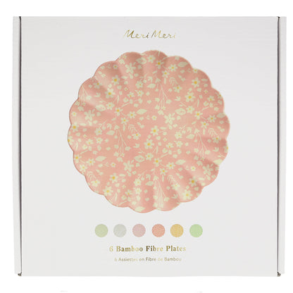 Floral Assorted Bamboo Large Plates, Set of 6