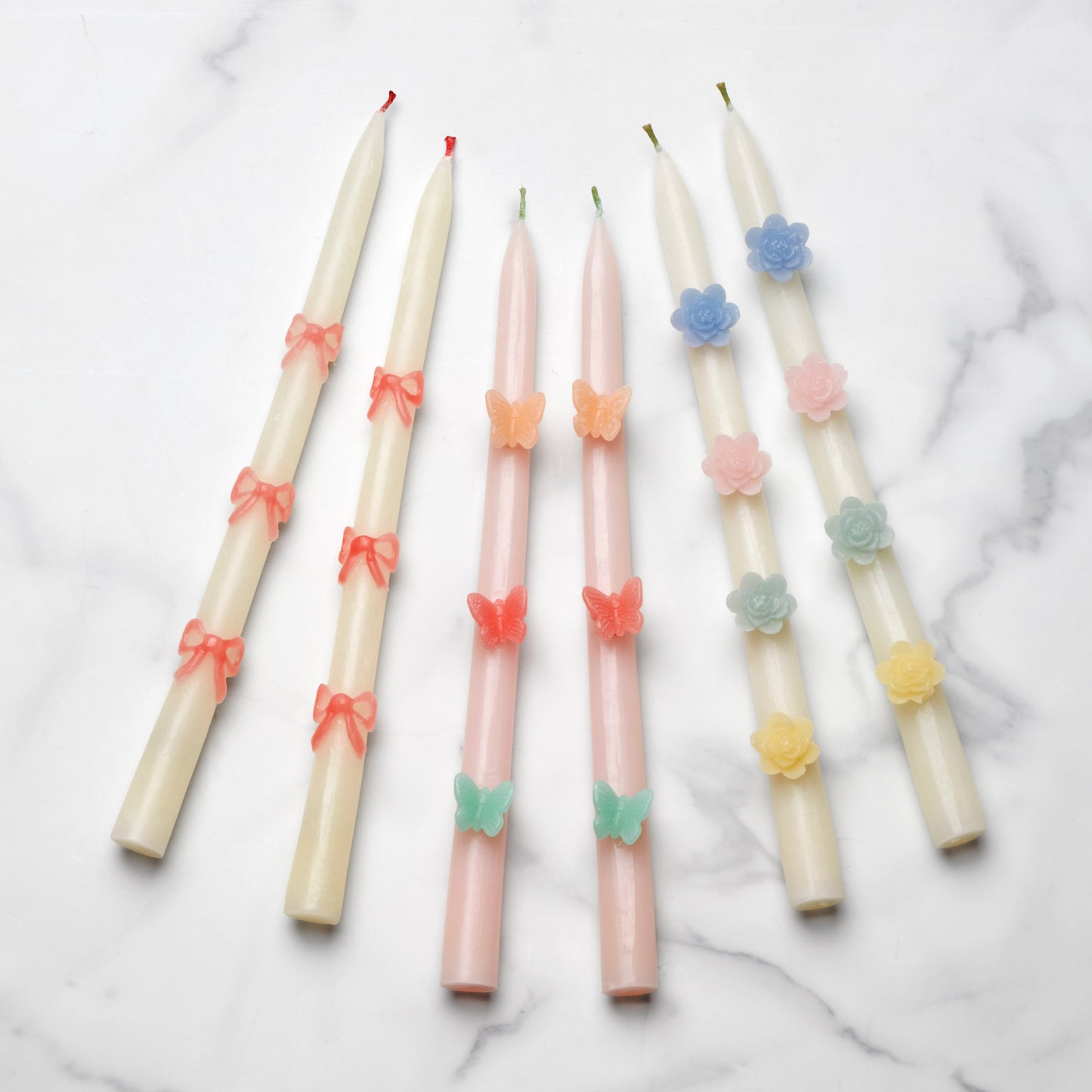 Pink Bow Taper Candles, Set of 2