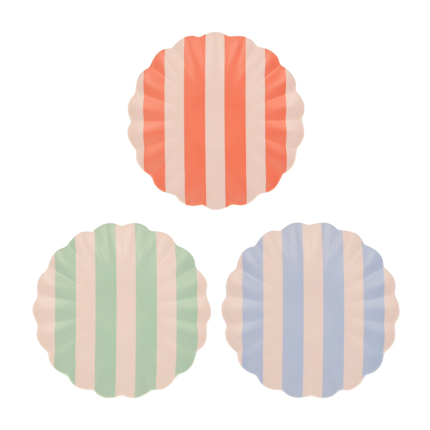 Stripey Assorted Bamboo Small Plates, Set of 6