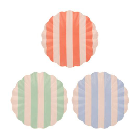 Stripey Assorted Bamboo Small Plates, Set of 6