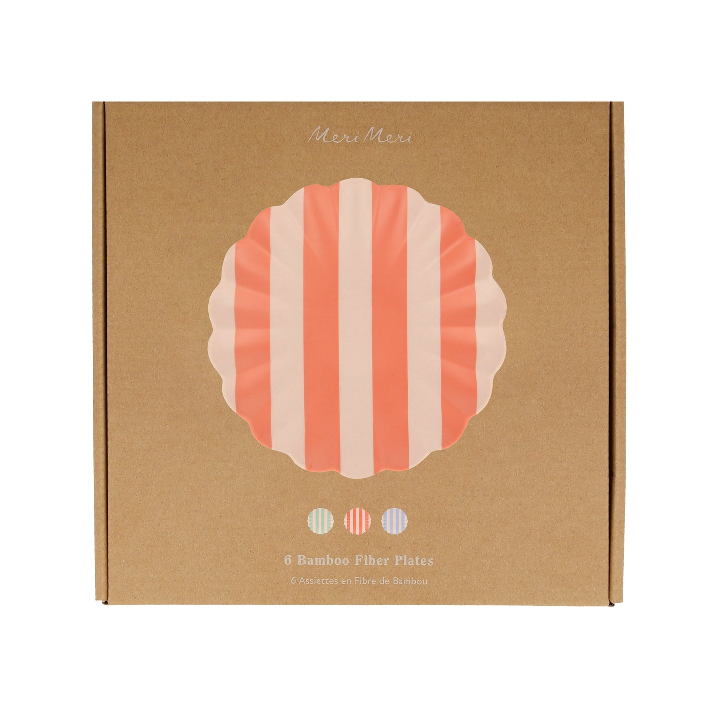 Stripey Assorted Bamboo Small Plates, Set of 6