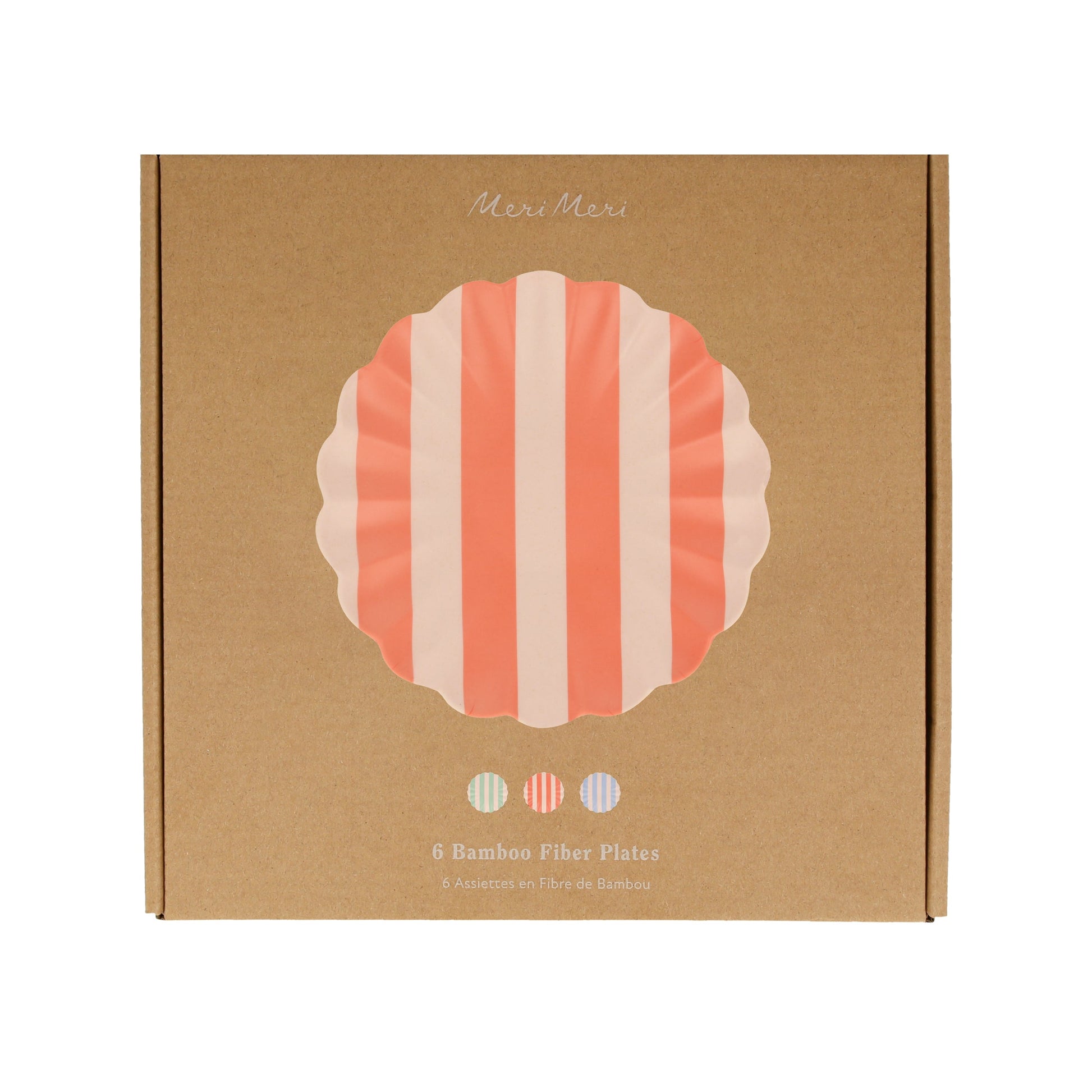 Stripey Assorted Bamboo Small Plates, Set of 6