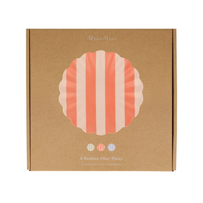 Stripey Assorted Bamboo Small Plates, Set of 6