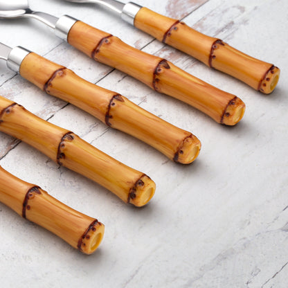 Bamboo Plastic Handle 20-Piece Flatware Set