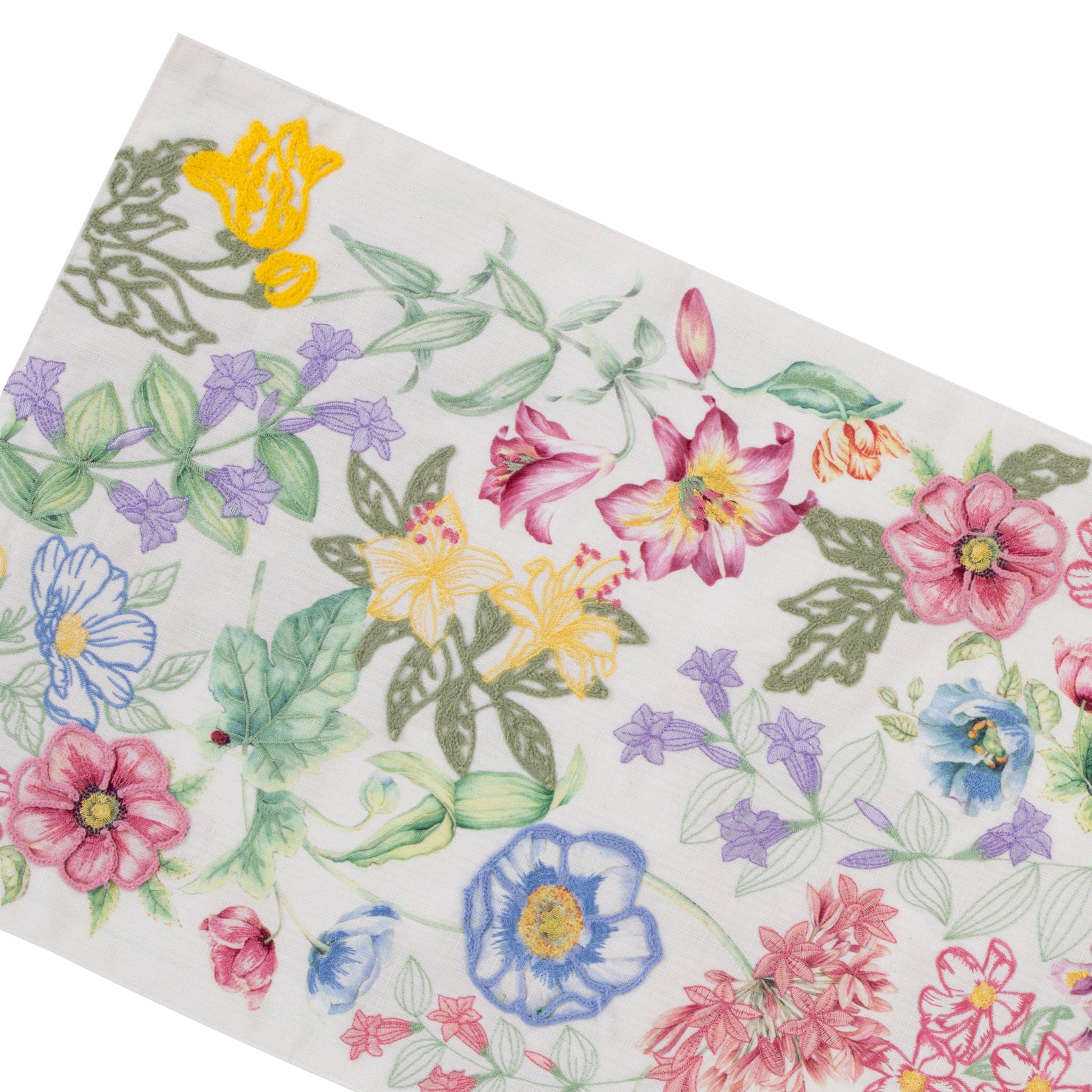 Butterfly Meadow Garden Embroidered Centerpiece Table Runner