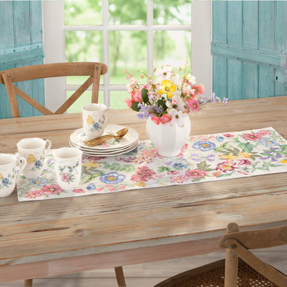 Butterfly Meadow Garden Embroidered Centerpiece Table Runner