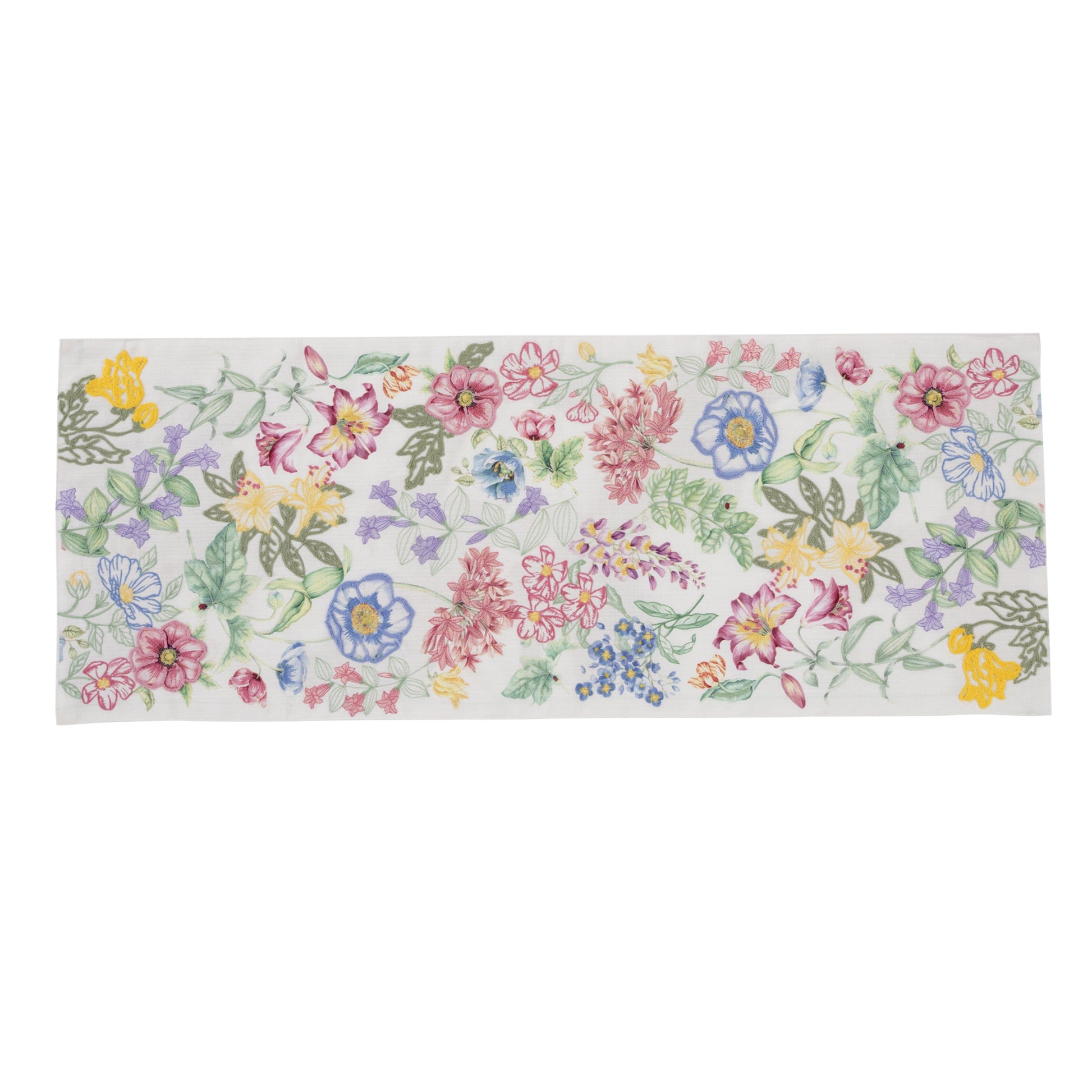 Butterfly Meadow Garden Embroidered Centerpiece Table Runner