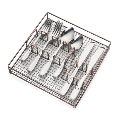 Waylen 40-Piece Flatware Set with Rustic Caddy