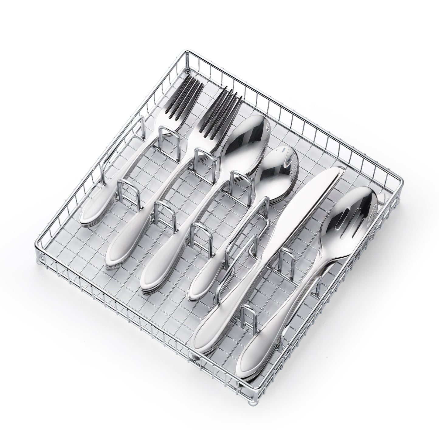 Yardena Sand 42 Piece Flatware Set with Chrome Caddy