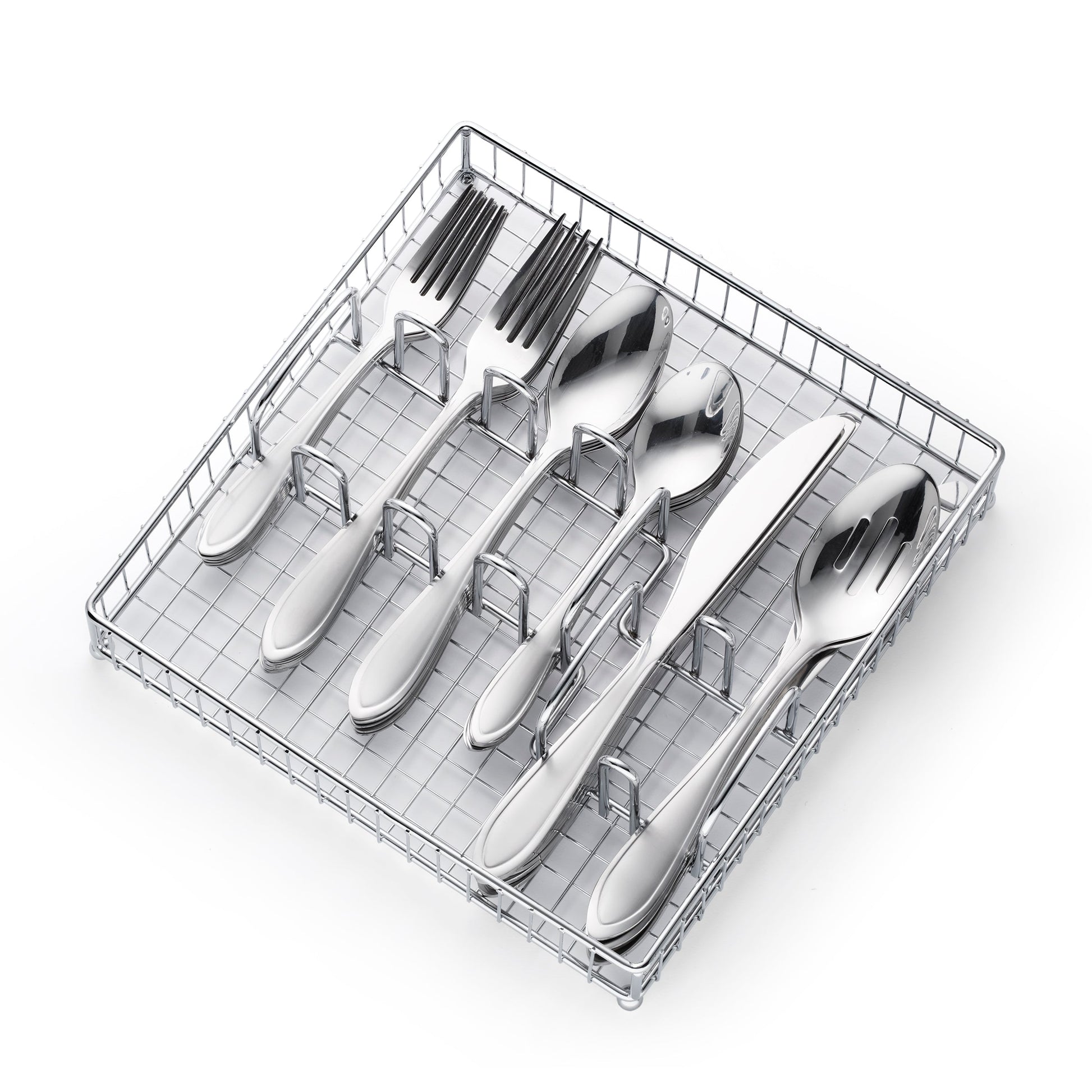 Yardena Sand 42 Piece Flatware Set with Chrome Caddy