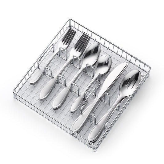 Yardena Sand 42 Piece Flatware Set with Chrome Caddy