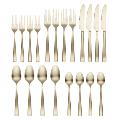 Samira Champagne Satin 20-Piece Flatware Set