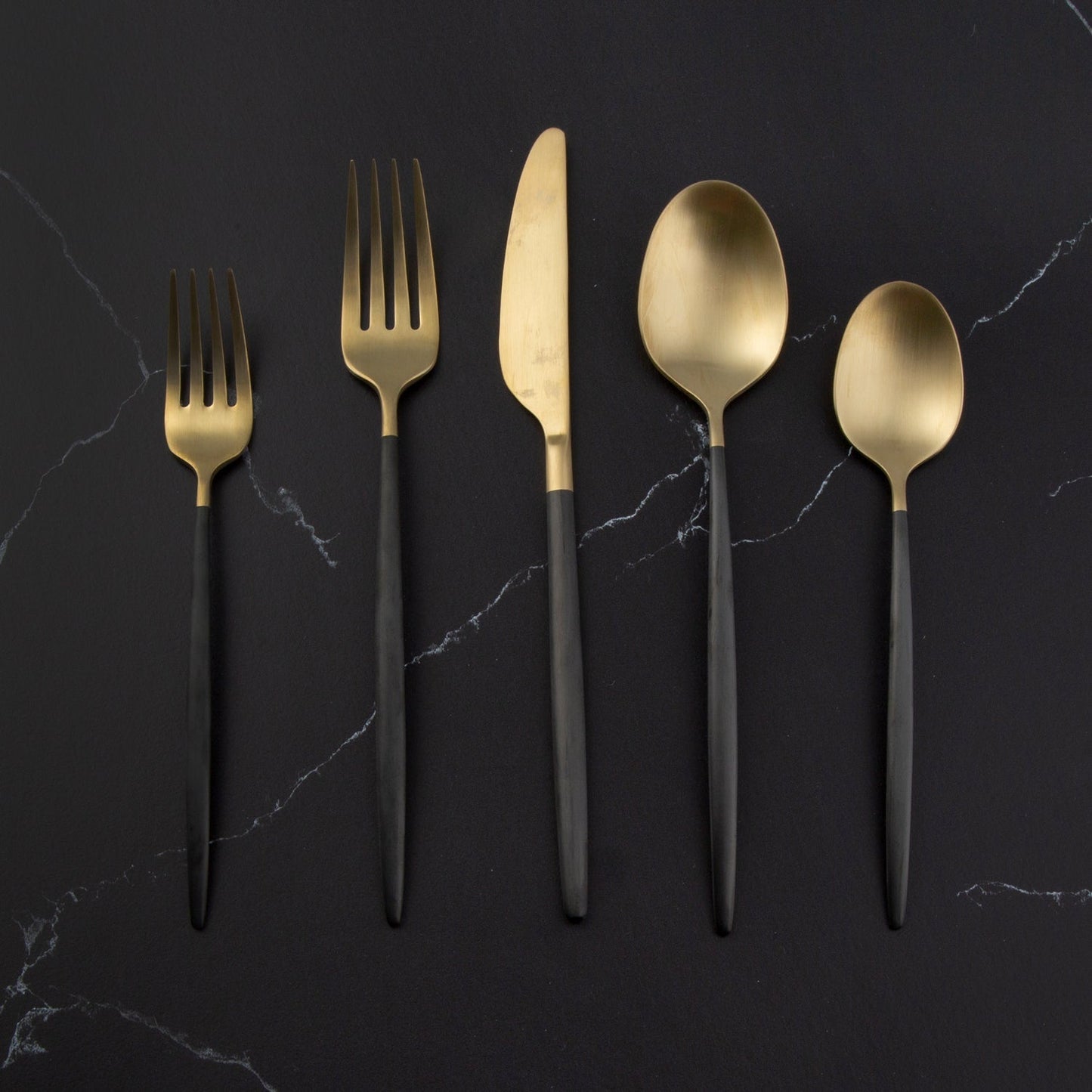 Gaze Black Champagne Satin 20-Piece Flatware Set