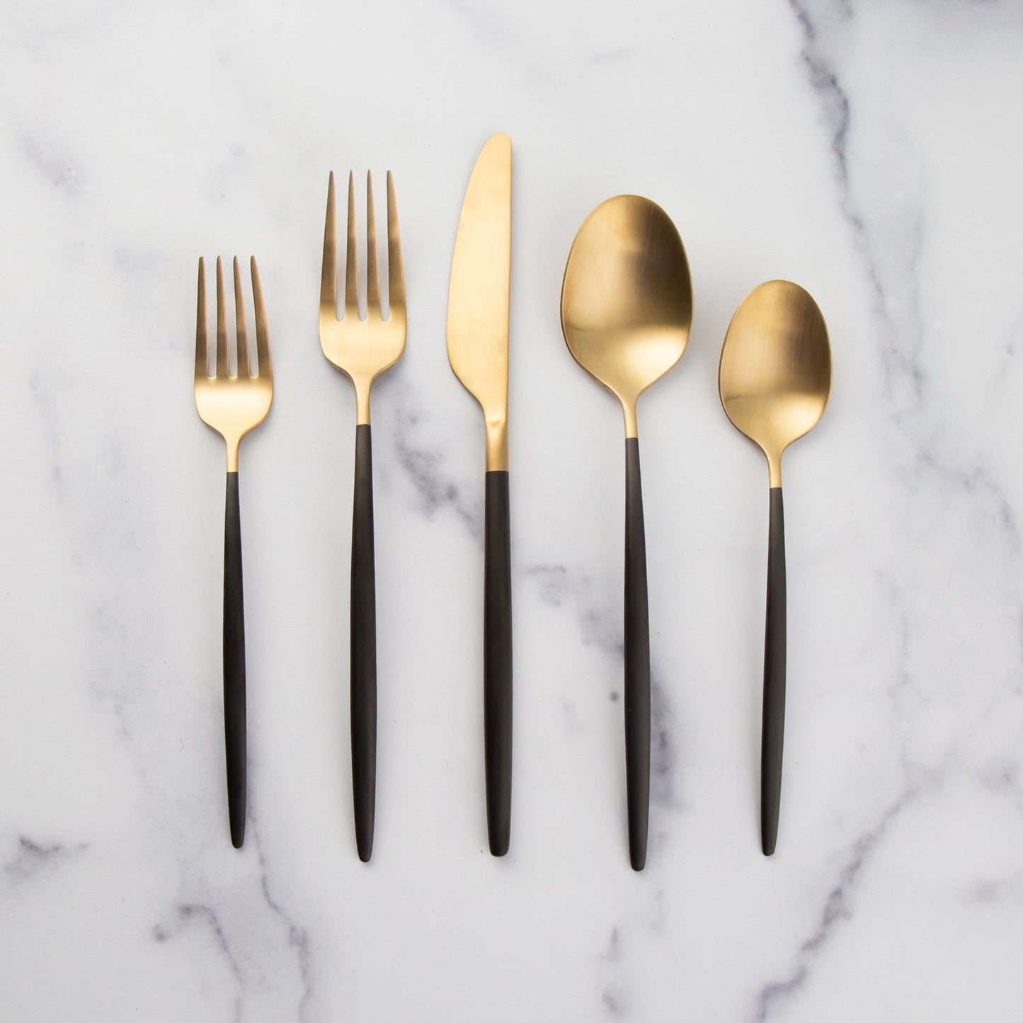 Gaze Black Champagne Satin 20-Piece Flatware Set